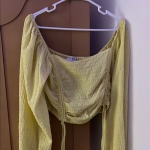Sophie Rue Yellow Ruched Long Sleeve Blouse